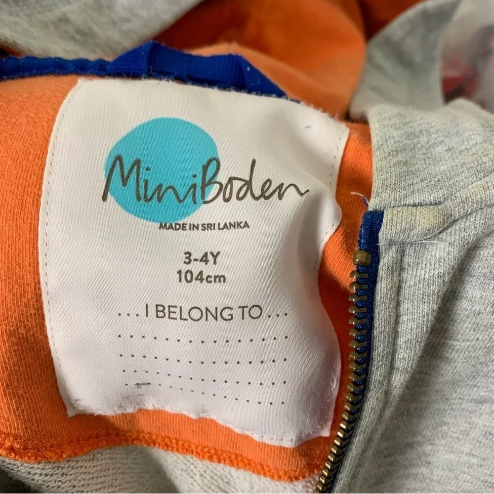 Mini Boden Star Hoodie Full Zip Sweatshirt Kids 3-4 years Colorful